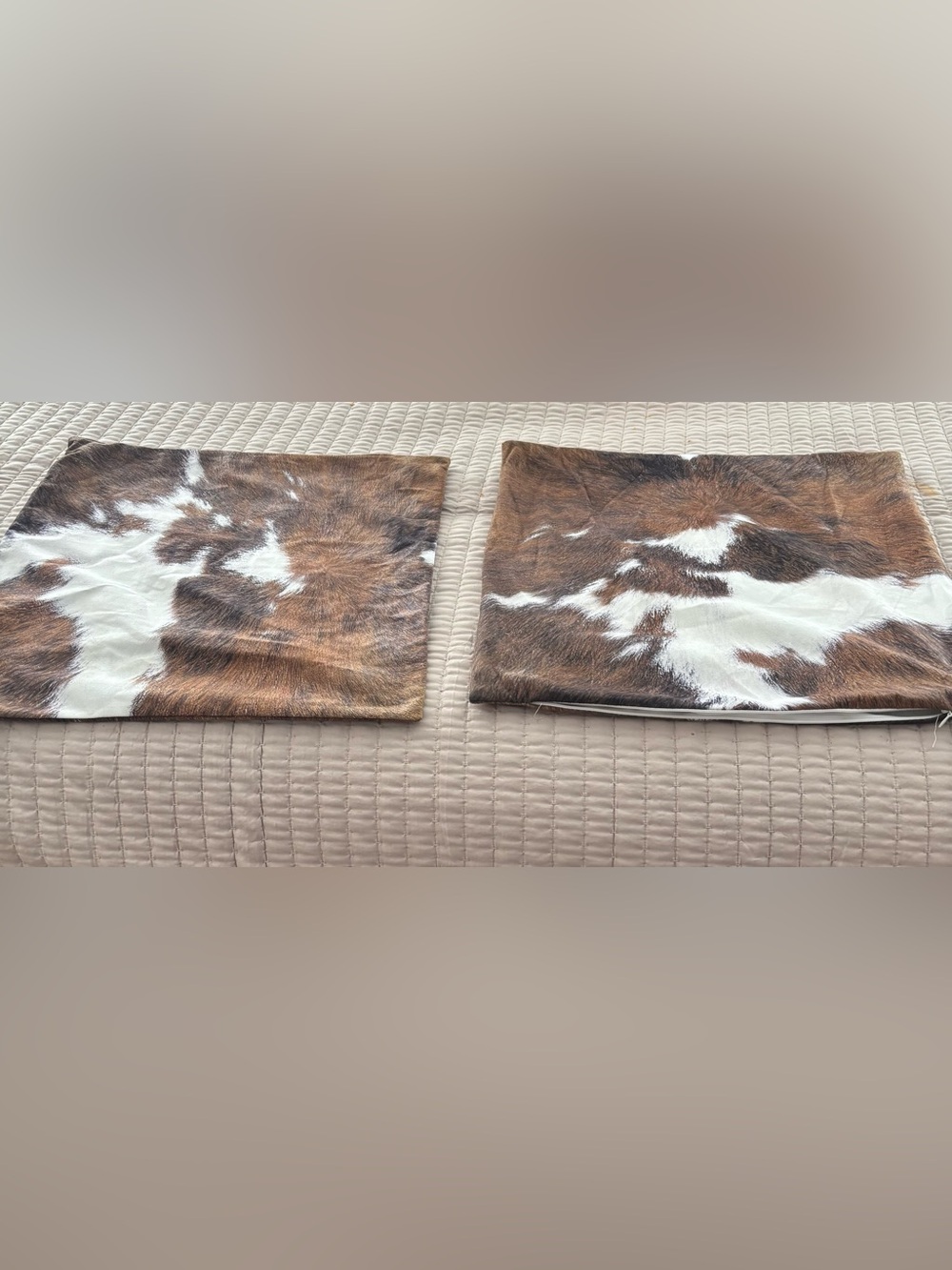 Cowhide Pillow Covers Brown & White Hair-On Covers (Pair)